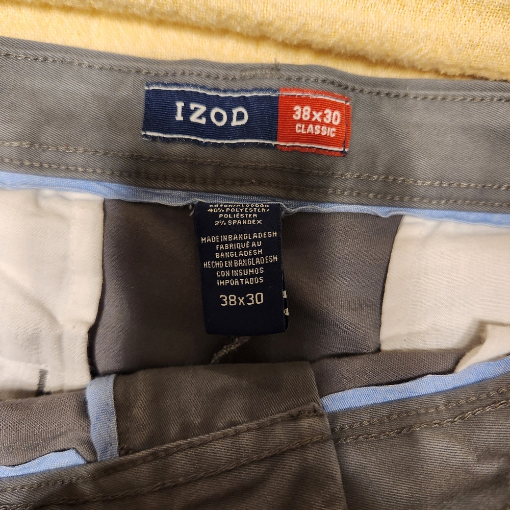 Mens Gray Classic Fit Izod 38x30
